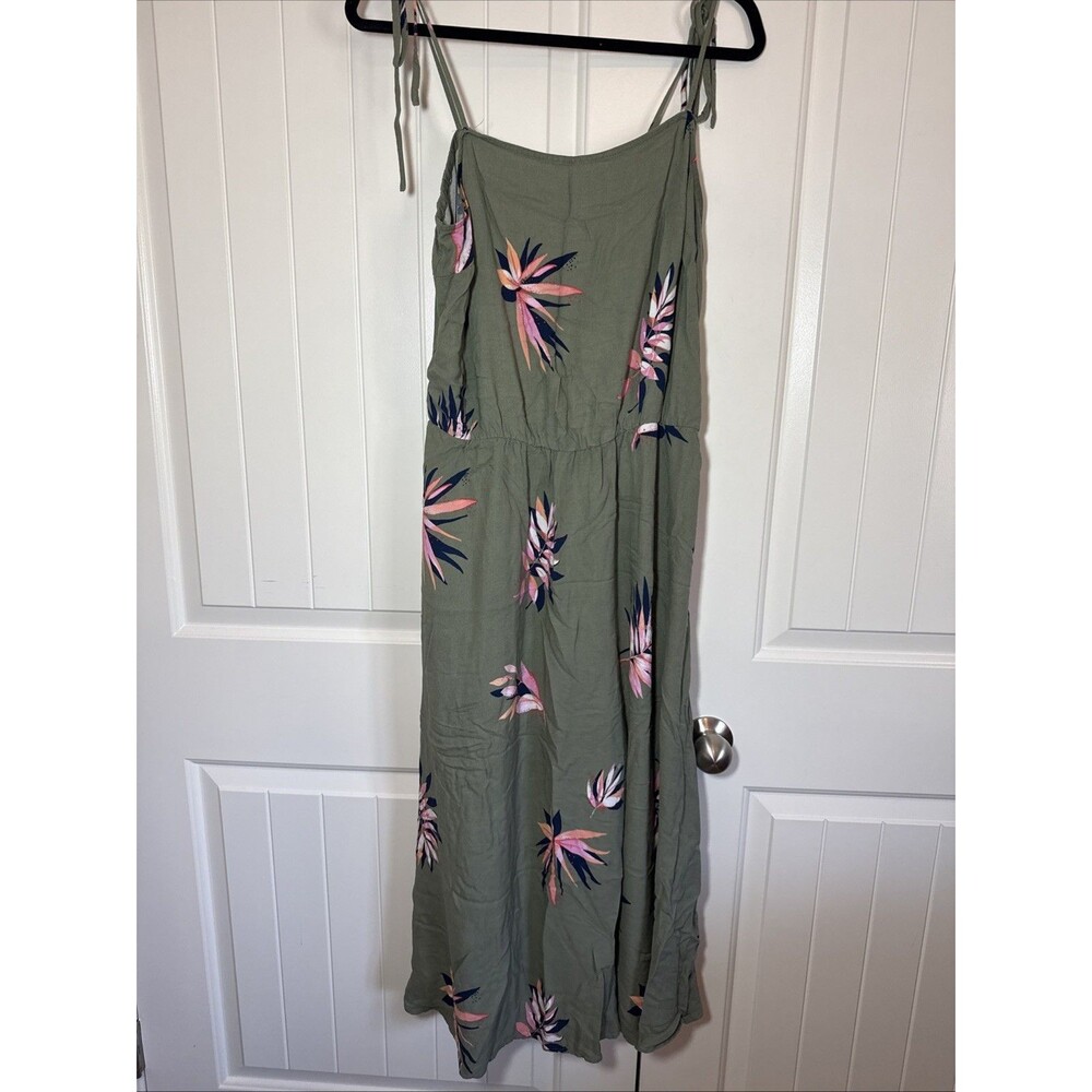A New Day Women's Green Tropical Spaghetti Strap Dress L